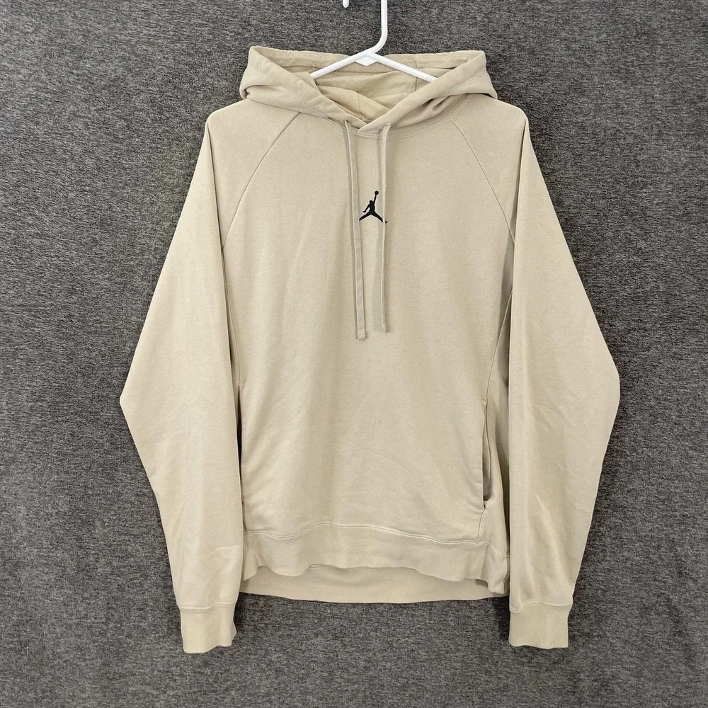 Jordan Hoodie Mens Medium Beige Dri-FIT Pullover Fleece Sweatshirt DQ7327-206